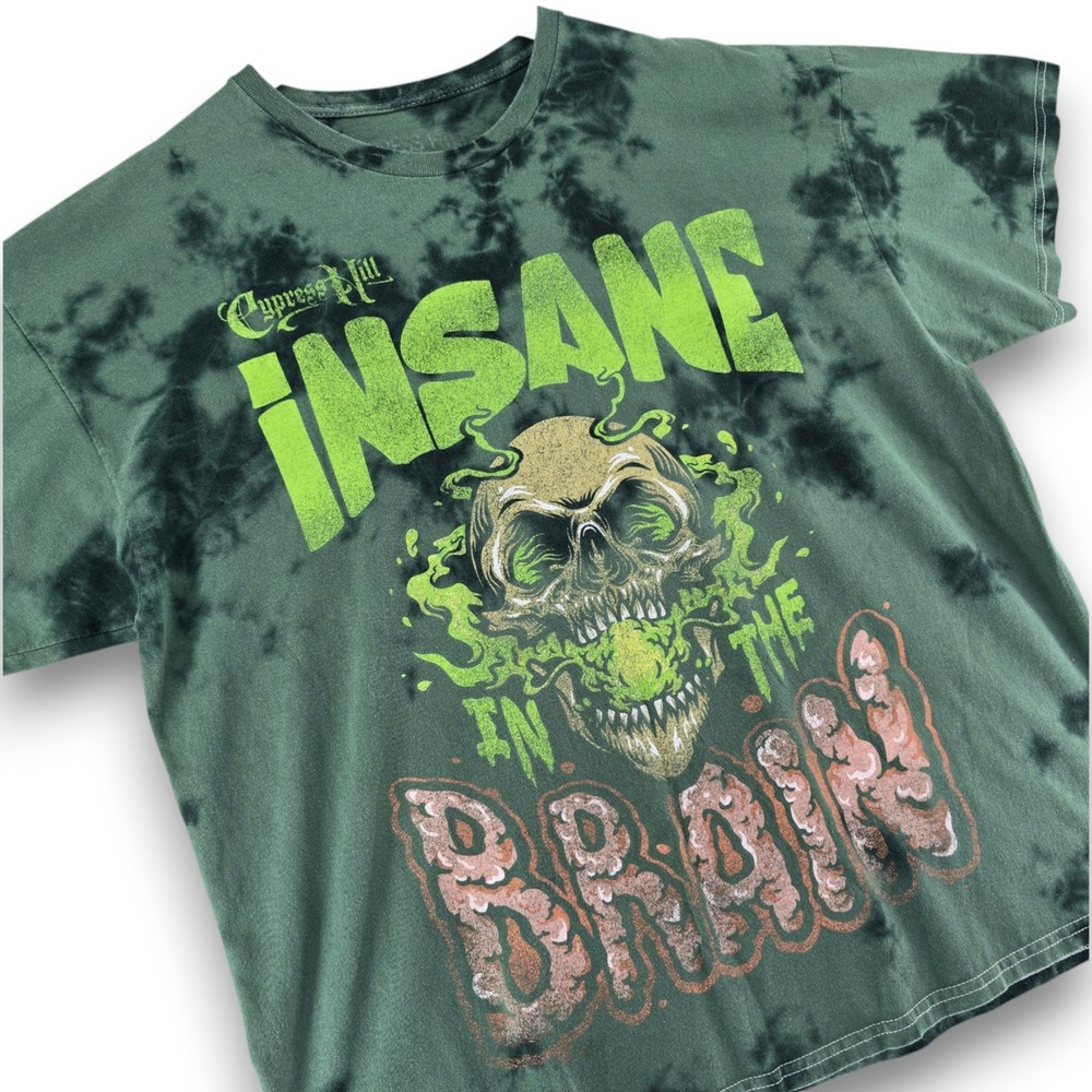 Cypress Hill Insane In The Brain T Shirt Mens Oversized S/M Green Tie Dye Cotton